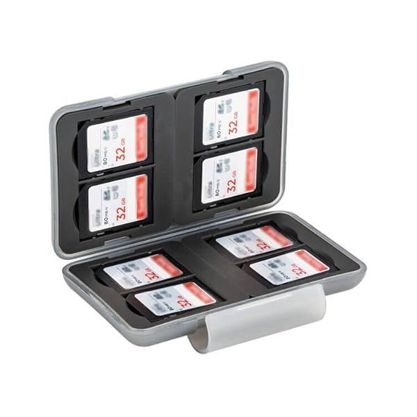 PROfezzion Water-Resistant Memory Card Case: 8 Slot SD Holder for SD/SDXC/SDHC - Durable Grey Design