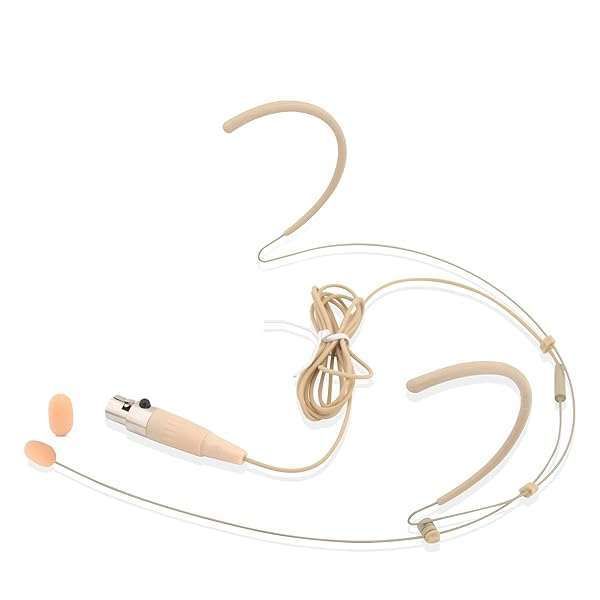 Buy Pyle PMHMS20 Double Over Ear Microphone Headset - Omnidirectional Wired Boom Mic with Windscreen & 1.2m Cable (Beige)