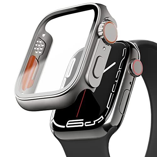 Buy PZOZ Hard Case for Apple Watch Series 7/8/9 45mm - Tempered Glass Protector & Unique Design Bumper Cover