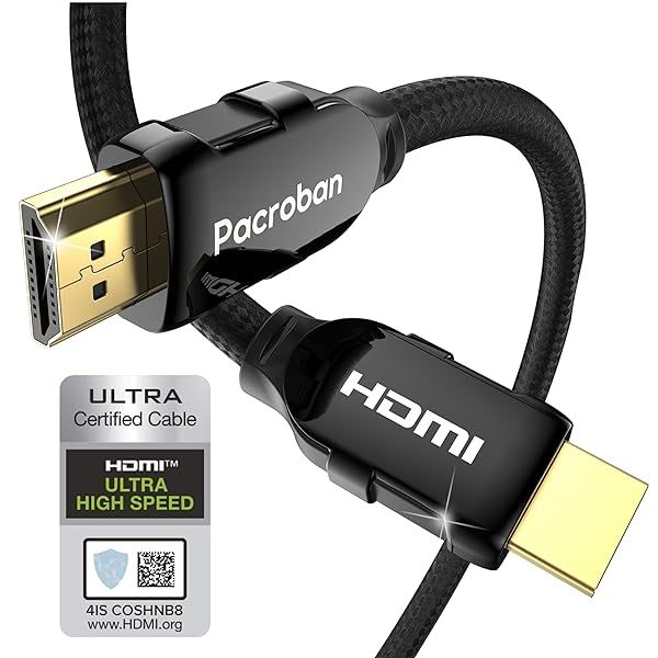 Pacroban 15ft/16ft HDMI 2.1 Cable - 8K 60Hz, 4K 120Hz, CL3 Rated, Dynamic HDR, Dolby Vision & Atmos, High Speed Ethernet
