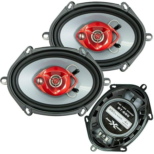 SoundXtreme 5x7/6x8 350W 3-Way Coaxial Car Speakers - High-Quality 4-Ohm Sound (2 Pack)