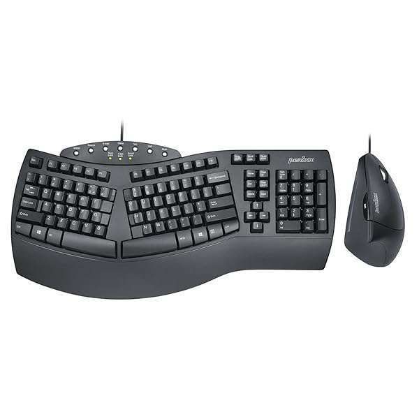 Perixx PERIDUO-512B: Best Wired Ergonomic Keyboard & Vertical Mouse Combo - USB, Black, US English