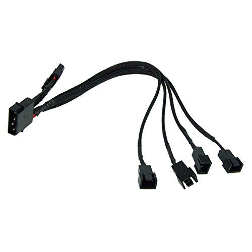 Phobya 4-Pin Molex to 4 x 3-Pin Fan Connector Cable - Power 4 Fans from 1 Connection!
