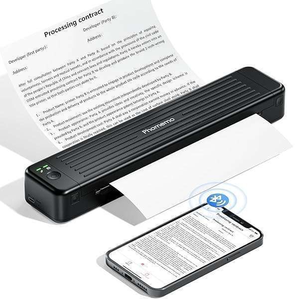 Phomemo P831 Portable Wireless Printer: Inkless 300 DPI for Travel, Supports A4/A5/B5 - Perfect for iOS, Android & Laptops