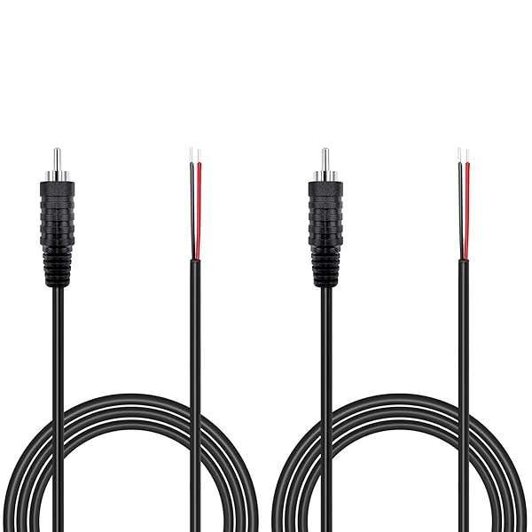 Pixelman 18AWG 1.7ft RCA to Bare Wire Speaker Cable - 2 Pack for TV, Amplifier & Stereo Audio