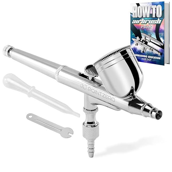 PointZero Dual-Action 7cc Gravity-Feed Airbrush Set with .3mm Nozzle - Perfect for Precision Painting