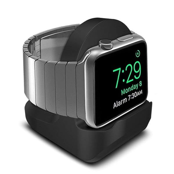 Pokanic Apple Watch Stand Holder for Series 1-9 - Night Stand with Cable Management (Black)