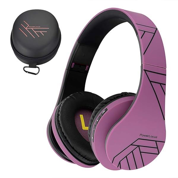 PowerLocus Bluetooth Over-Ear Headphones: Wireless & Wired, Foldable with Mic, FM, Micro SD - Perfect for iPhone, Samsung, iPad, PC (Purple)