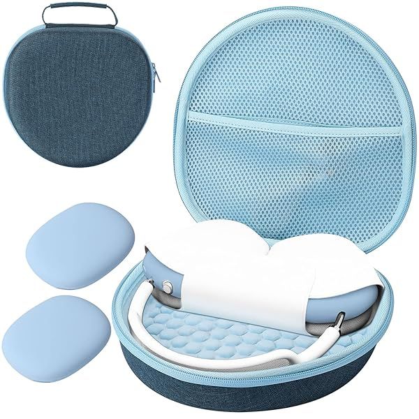 ProCase Hard Case for New AirPods Max, Travel Carrying Headphone Case with Silicone Earpad Cover & Mesh Pocket, AirPods Max Protective Portable Storage Bag -Navy