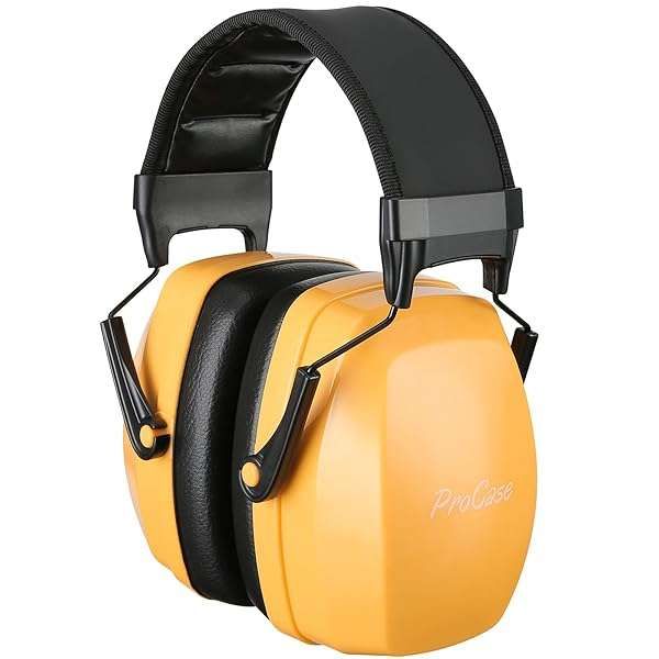ProCase SNR 36dB Noise Reduction Ear Muffs - NRR 32dB Hearing Protection for Shooting, Mowing & More - Orange Safety Headphones