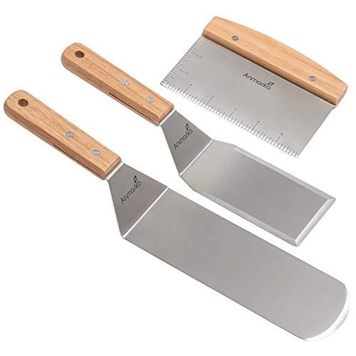 Professional Stainless Steel Spatula Set - Heavy-Duty Griddle Scraper for Cast Iron & BBQ - Commercial Grade Accessories