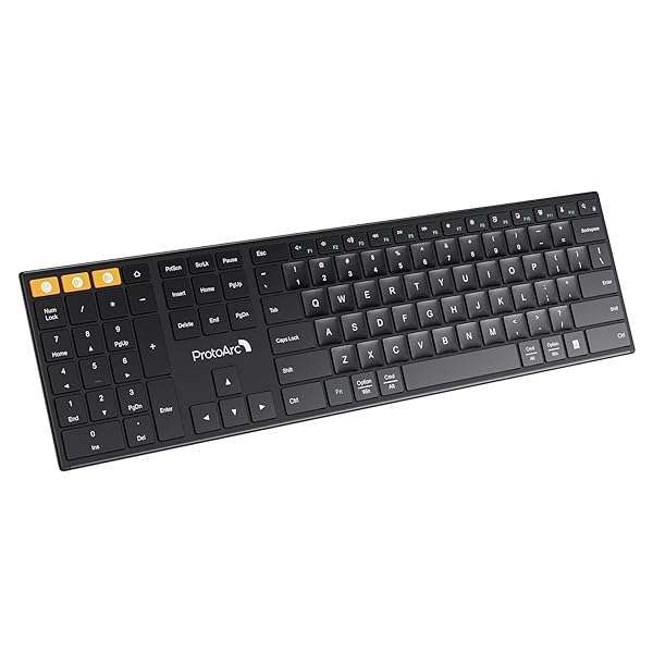ProtoArc 2.4G Wireless Left-Handed Keyboard: Ultra-Thin, Rechargeable, Multi-Device for Windows/Mac/Android