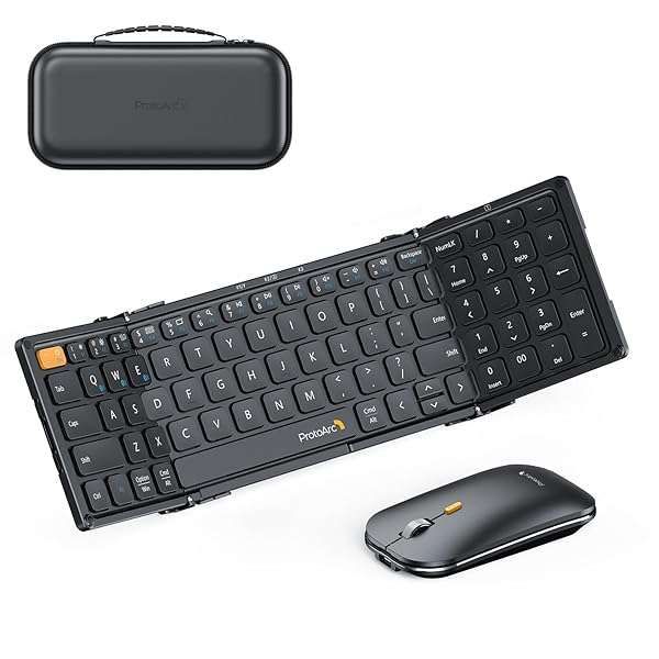 ProtoArc Foldable Keyboard & Mouse Combo: Portable Bluetooth Solution for iPad, iPhone, Tablet & Laptop Travel