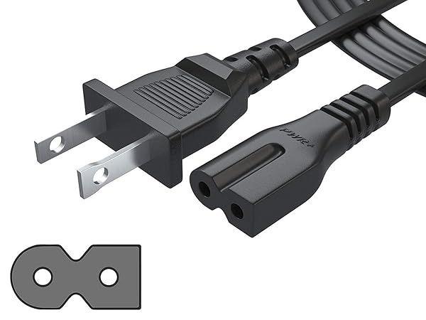 6 Ft Pwr+ Polarized AC Power Cord for Arris Router, Vizio, Sony PS2, Bose Speakers & More