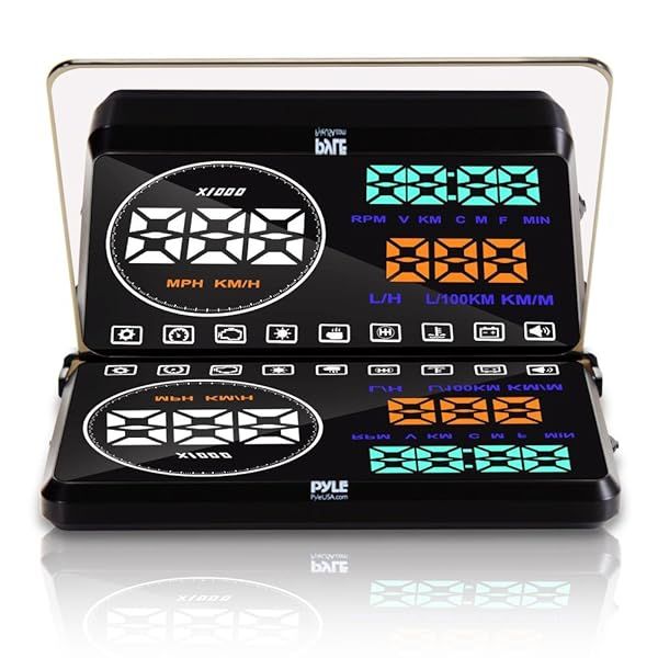 Pyle Universal 5.5’’ Car HUD Head-Up Display Windshield Screen Projector Vehicle Speed & Diagnostic Monitor System Plug & Play OBD2/EUOBD Water Temp, Voltage, Fuel Indications & More (PHUD18OBD)