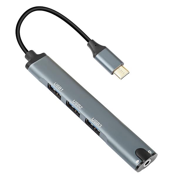 QIANRENON USB C Docking Station: 3.0 Hub with Audio Jack & Multiport OTG for Computers & Smartphones