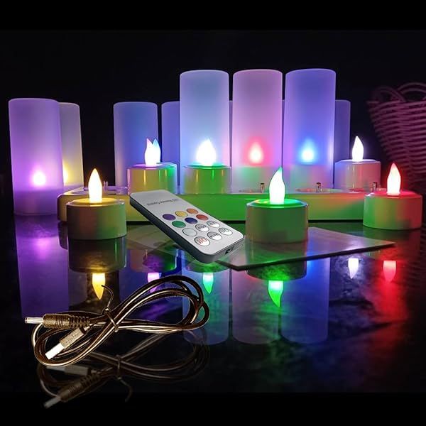 QSPORTPEAK LED Flameless Tea Light Candles with Remote - 12pcs, 7 Colors for Weddings, Festivals & Christmas