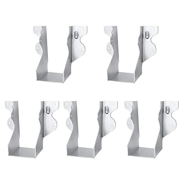 QWORK 20 Gauge Steel Joist Hanger 5 Pack - Galvanized Coating for 2x4 Wood Joists