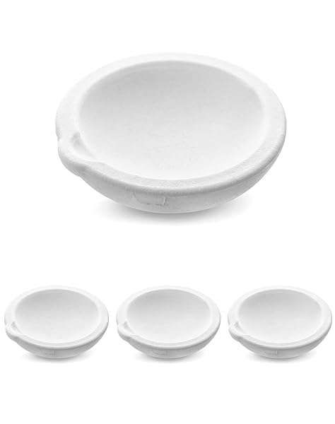 QWORK 4 Pcs Ceramic Crucible Bowl Set for Melting Gold, Silver & Brass - 100g Quartz Dishes for Casting & Refining