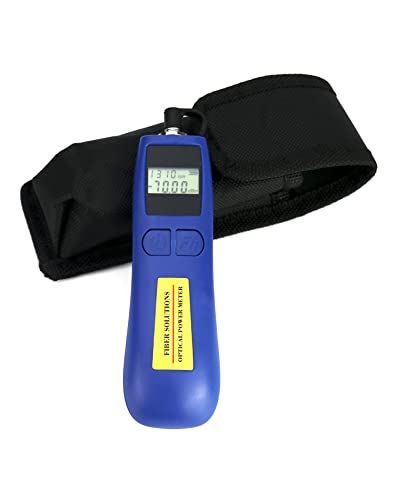 QWORK Optical Power Meter -70 to +10 dBm, Universal 2.5mm Interface, 6 Calibration Wavelengths, Blue Fiber Light Tester