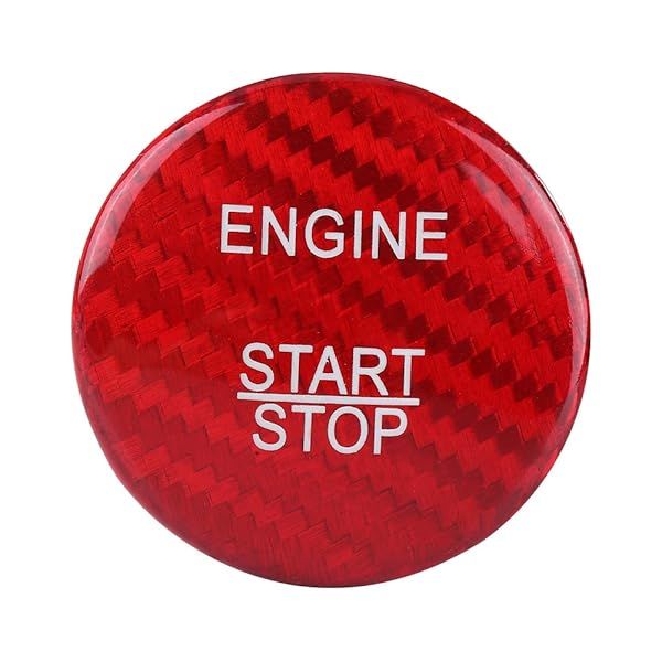 Qiilu Carbon Fiber Engine Start Stop Button Cover for ML GL R S E C Class - Keyless Ignition Trim (Red)