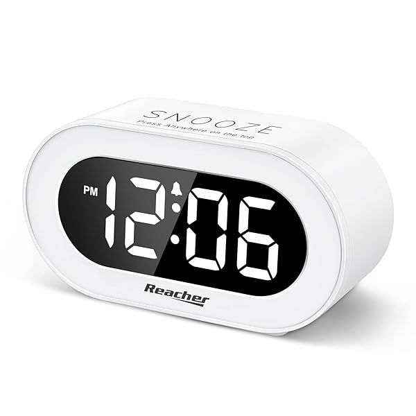 REACHER Small LED Digital Alarm Clock: Snooze, Brightness Dimmer & Adjustable Volume for Bedrooms & Desks