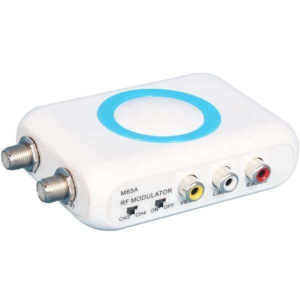 RF Modulator RCA Coax Adapter: CVBS VHF Converter for VCRs, DVD, Blu-ray, Fire Stick & More - Easy AV to Analog NTSC Connection