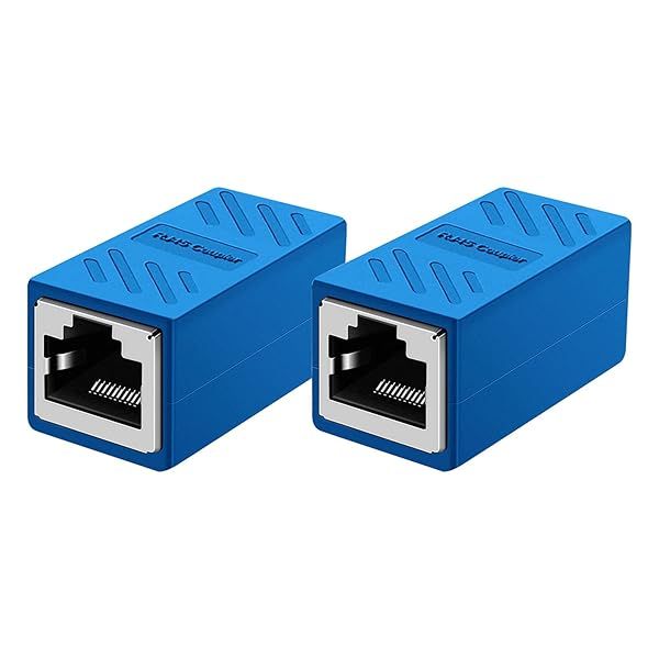 RJ45 Coupler 2-Pack: Ethernet Extender Female to Female for Cat5/Cat5e/Cat6/Cat7 Cables - Blue Adapter
