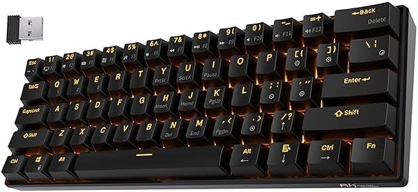 RK ROYAL KLUDGE RK61 Wireless 60% Mechanical Keyboard - Hot-Swappable Red Switch, Bluetooth, Compact Gaming Design
