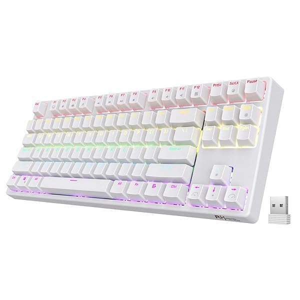 RK ROYAL KLUDGE Sink87G TKL Mechanical Gaming Keyboard - Wired/Wireless, RGB, Compact Design (White)