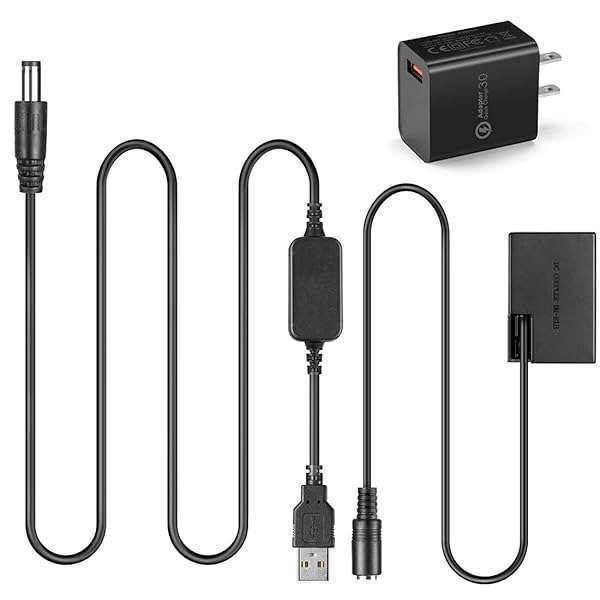 Raeisusp USB Cable & Dummy Battery for Canon EOS 750D, 800D, Rebel SL2/SL3 - QC3.0 Adapter Included