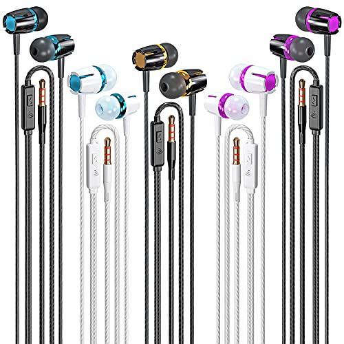Rayleigh Wired Earbuds 5 Pack - Heavy Bass Stereo Headphones with Microphone for iPhone, iPad, Android & All 3.5mm Devices
