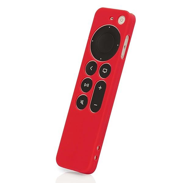 Red Silicone Remote Cover for Apple TV 4K 2021 - 6th Gen Case with Lanyard | LEFXMOPHY