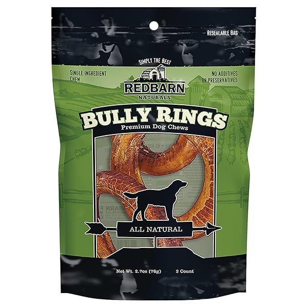 Redbarn Bully Rings 3-Count Pack of 2 - Premium Dog Chews for Healthy Teeth & Gums