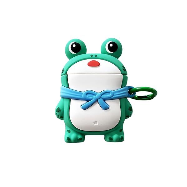 Rertnocnf Compatible with Earbuds Case Airpods 1 & 2, Cute Raincoat Frog Design Creative Animals Soft Anti-scratch Wireless Earphone Protector