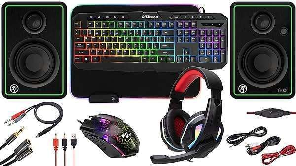 Ritz Gear RGB Gaming Accessories Kit: 4-in-1 LED Combo for PC, Xbox & PS4 - Keyboard, Mouse, Headset & Mouse Pad
