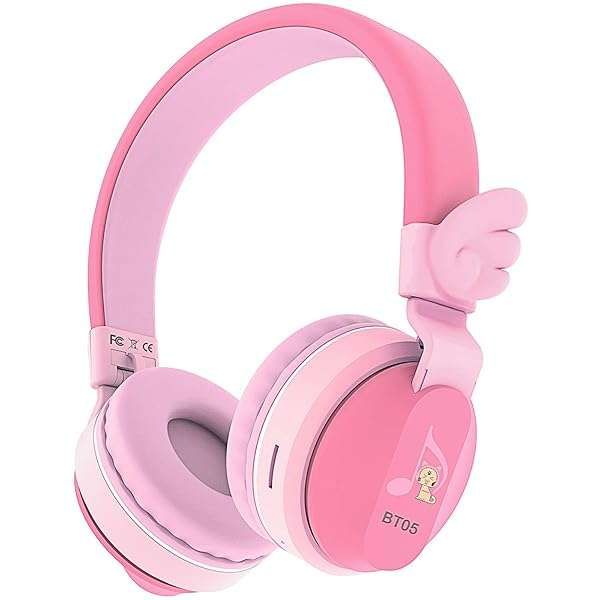 Riwbox BT05 Bluetooth Kids Headphones: Wireless, Foldable, Volume-Limited, Mic & TF Card for iPad/iPhone/Tablets (Pink & Red)