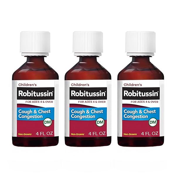 Robitussin Children's Cough Medicine DM - Grape Flavor, 4 Fl Oz (Pack of 3) for Fast Relief from Cough & Chest Congestion