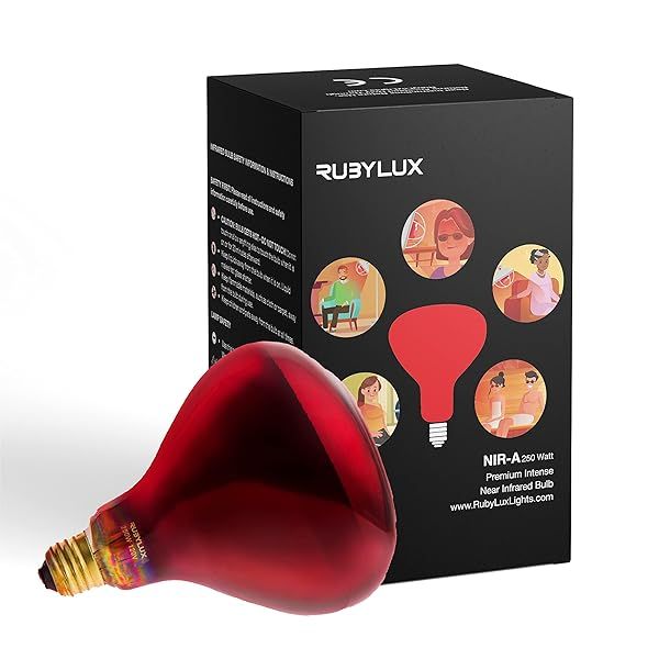 RubyLux NIR-A 250W Near Infrared Bulb - Grade A Red Light Therapy for Health & Wellness