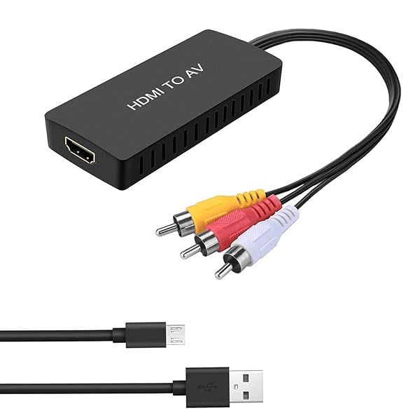RuiPuo HDMI to AV Converter: HDMI to RCA Adapter for Roku, Fire Stick, Apple TV & More - Supports PAL/NTSC