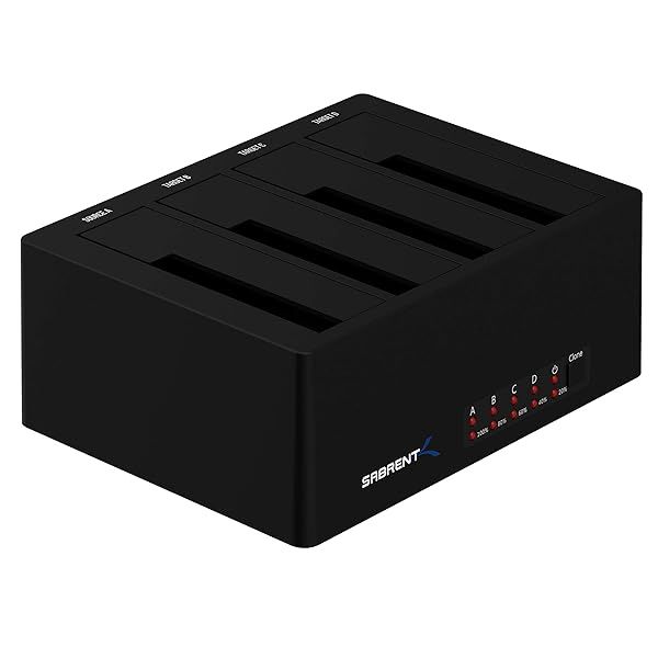 SABRENT 4-Slot Docking Station for SSD/HDD - USB 3.2, Power Supply & Fan, 2.5/3.5 Inch Compatibility