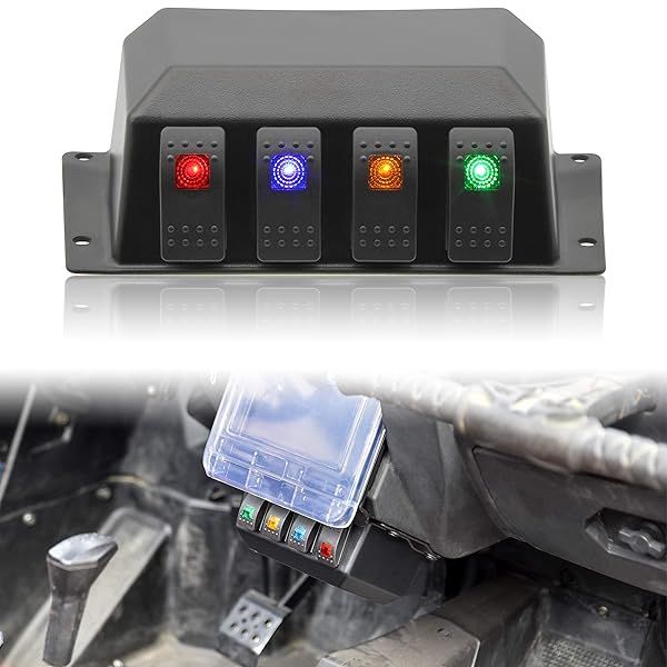 SAUTVS Switch Panel for Polaris RZR XP 1000 (2014-2018) - 4 Rocker Switches Under Dash Accessory