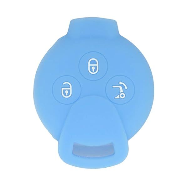 SEGADEN Light Blue Silicone Key Fob Case for Mercedes Benz Smart Fortwo - 3 Button Remote Protector