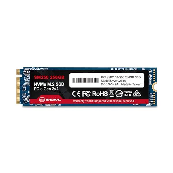 SEKC SM250256G 256GB NVMe M.2 SSD - Fast PCIe Gen 3x4 Storage with Up to 3300 MB/s Read Speed