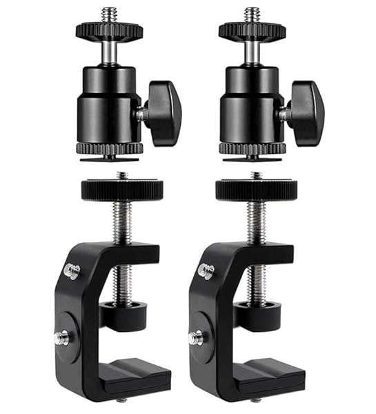 Slow Dolphin 2Pcs C Clamp with Tripod Head - Adjustable Aluminum Mini Ball Head for DSLR & Monitor Photography