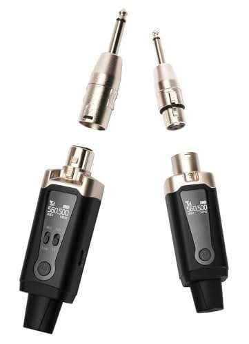 STRICH UHF Wireless XLR Transmitter & Receiver: 16-Channel Mic Adapter with 48V Phantom Power for Dynamic & Condenser Mics