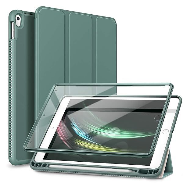 Suritch iPad Air 3 & Pro 10.5 Case: Full Body Trifold Stand, Built-in Screen Protector & Pencil Holder - Green
