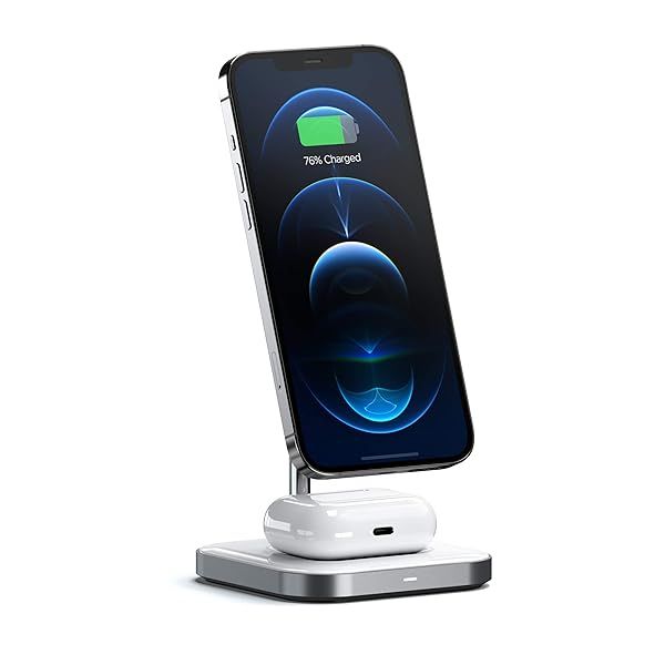 Buy Satechi Aluminum 2-in-1 Magnetic Wireless Charging Stand for iPhone 16/15 & AirPods - Fast Charging & Sleek Design