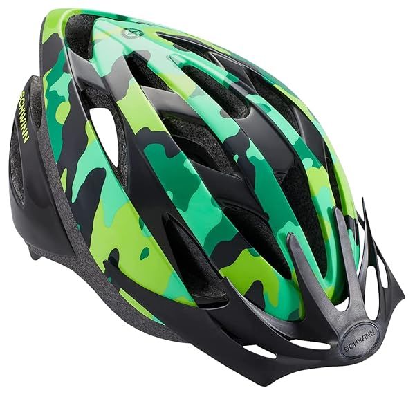 Schwinn Thrasher Kids Bike Helmet - Lightweight, CPSC Certified, Green Camo, Fits Ages 5-8 (50-54cm)