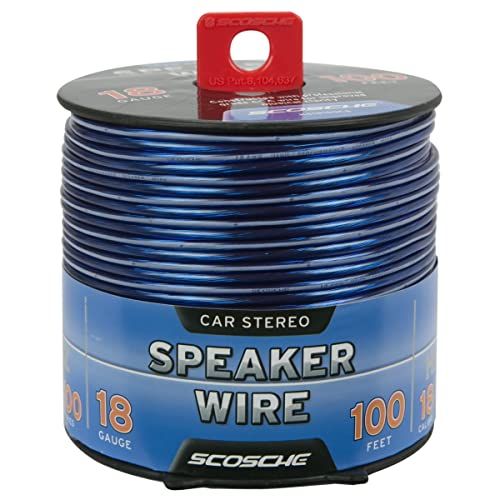 Scosche KS18100CS 18 Gauge CCA Car Stereo Speaker Wire - 100ft Copper Clad Aluminium Audio Cable for Automotive Sound Systems